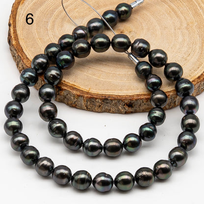 8-9mm Tahitian Pearl in Full Strand, Natural Colors , Temporarily Strung Black Pearls for Jewelry Making, SKU # 3246TH