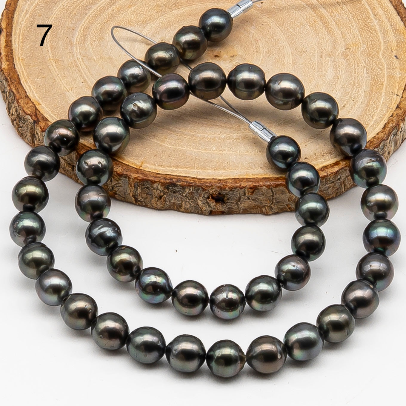 8-9mm Tahitian Pearl in Full Strand, Natural Colors , Temporarily Strung Black Pearls for Jewelry Making, SKU # 3246TH