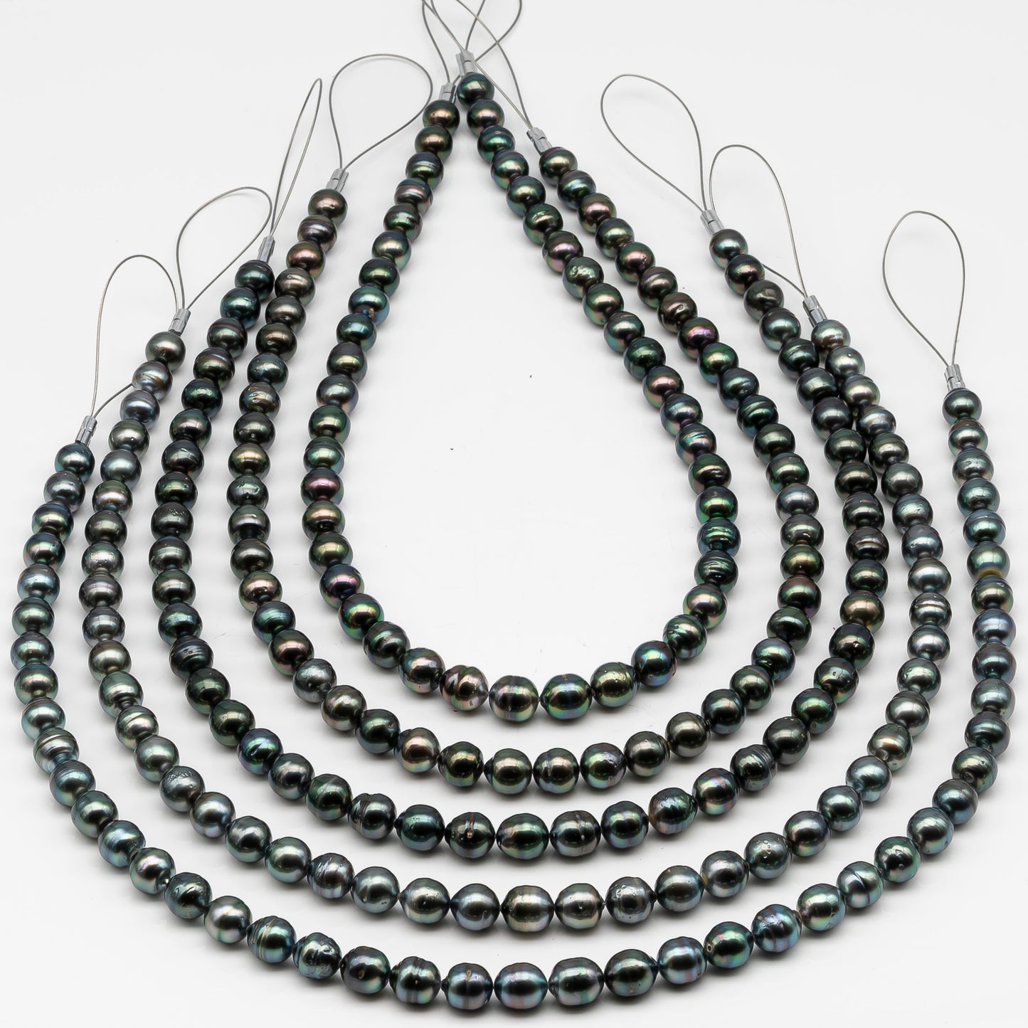 8-9mm Tahitian Pearl in Full Strand, Natural Colors , Temporarily Strung Black Pearls for Jewelry Making, SKU # 3247TH