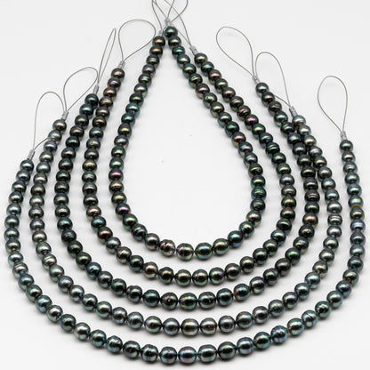 8-9mm Tahitian Pearl in Full Strand, Natural Colors , Temporarily Strung Black Pearls for Jewelry Making, SKU # 3247TH