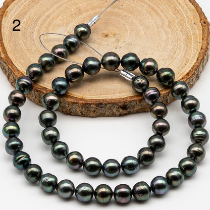 8-9mm Tahitian Pearl in Full Strand, Natural Colors , Temporarily Strung Black Pearls for Jewelry Making, SKU # 3247TH