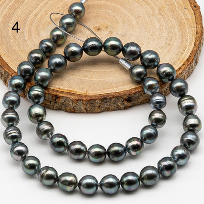 8-9mm Tahitian Pearl in Full Strand, Natural Colors , Temporarily Strung Black Pearls for Jewelry Making, SKU # 3247TH