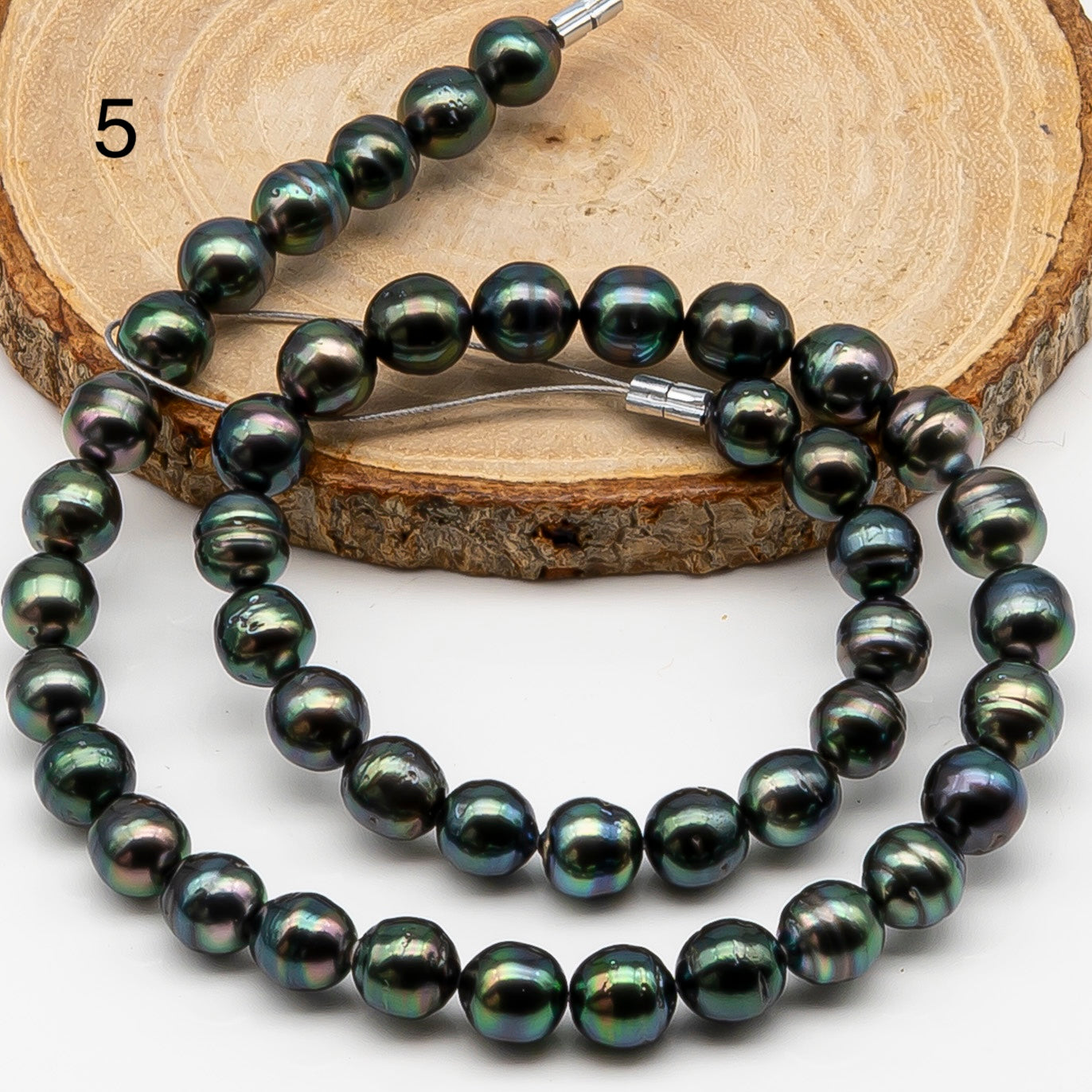 8-9mm Tahitian Pearl in Full Strand, Natural Colors , Temporarily Strung Black Pearls for Jewelry Making, SKU # 3247TH