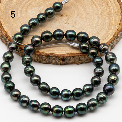 8-9mm Tahitian Pearl in Full Strand, Natural Colors , Temporarily Strung Black Pearls for Jewelry Making, SKU # 3247TH