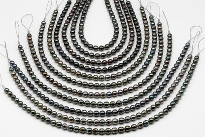 8-9mm Tahitian Pearl in Full Strand, Natural Colors , Temporarily Strung Black Pearls for Jewelry Making, SKU # 3248TH