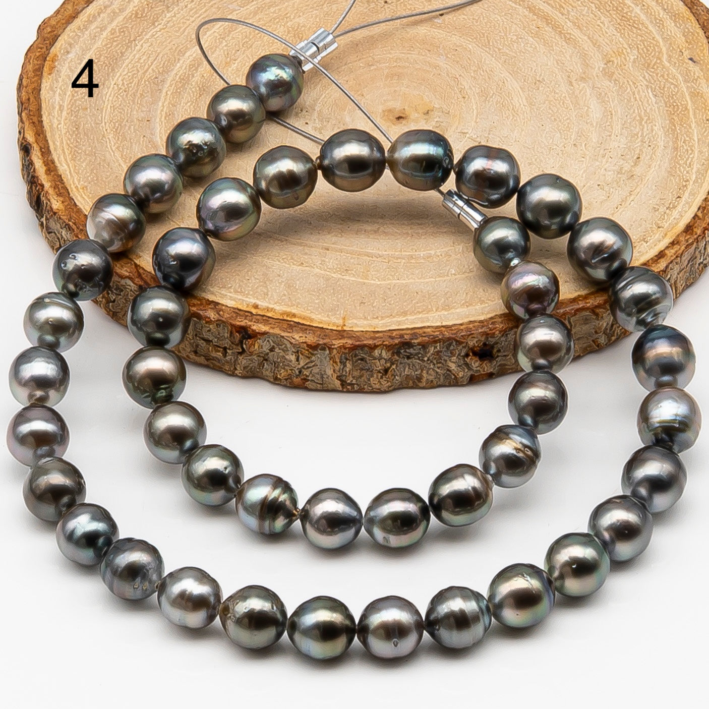 8-9mm Tahitian Pearl in Full Strand, Natural Colors , Temporarily Strung Black Pearls for Jewelry Making, SKU # 3248TH