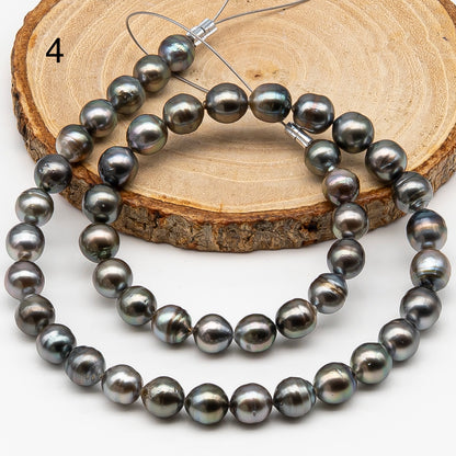 8-9mm Tahitian Pearl in Full Strand, Natural Colors , Temporarily Strung Black Pearls for Jewelry Making, SKU # 3248TH