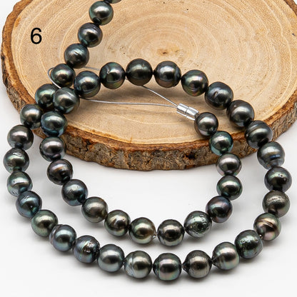 8-9mm Tahitian Pearl in Full Strand, Natural Colors , Temporarily Strung Black Pearls for Jewelry Making, SKU # 3248TH