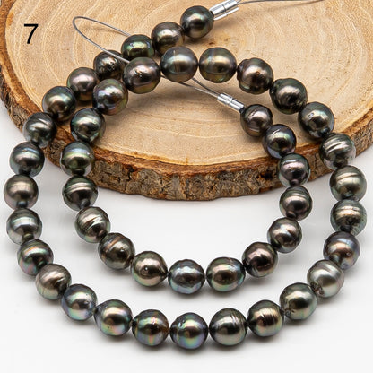 8-9mm Tahitian Pearl in Full Strand, Natural Colors , Temporarily Strung Black Pearls for Jewelry Making, SKU # 3248TH