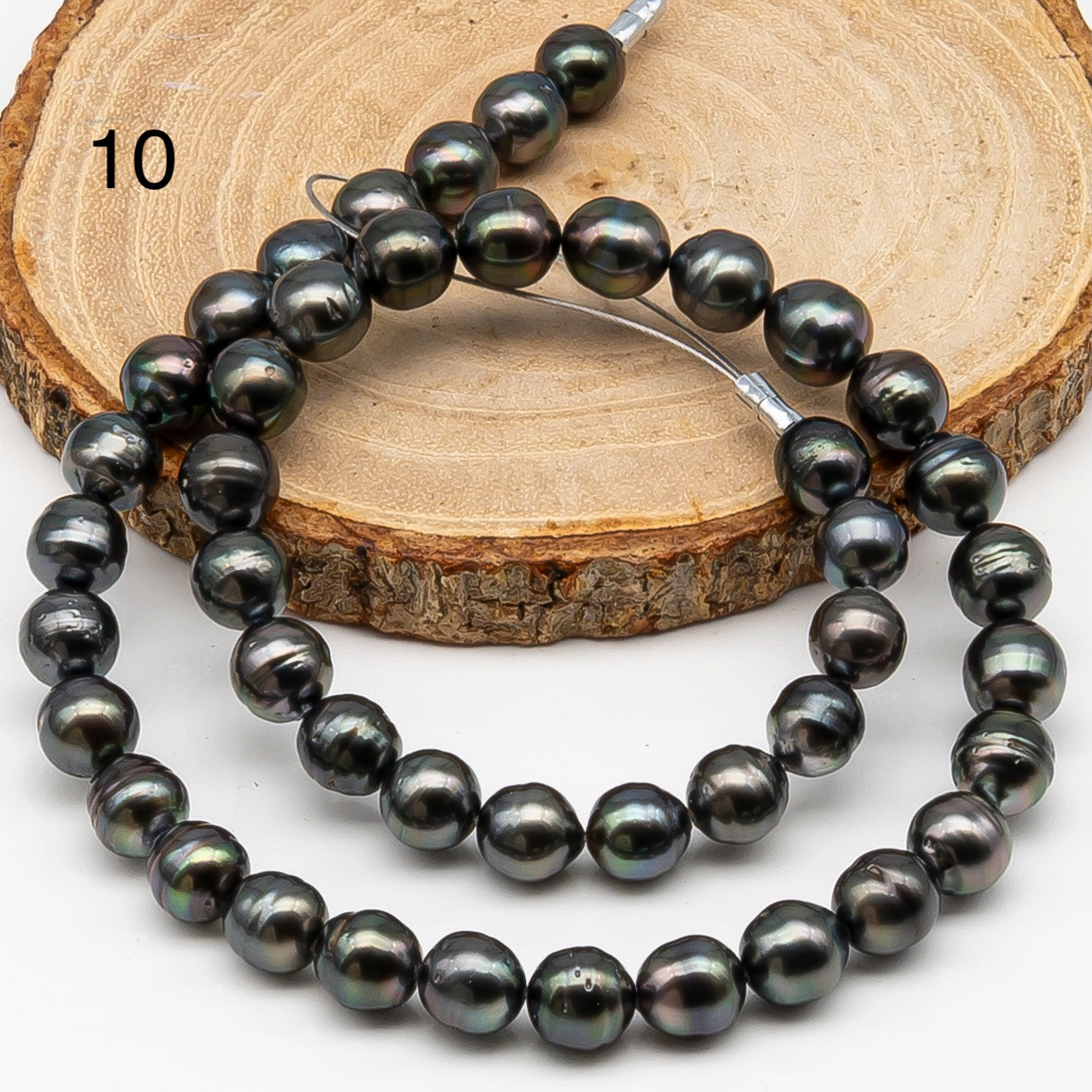 8-9mm Tahitian Pearl in Full Strand, Natural Colors , Temporarily Strung Black Pearls for Jewelry Making, SKU # 3248TH