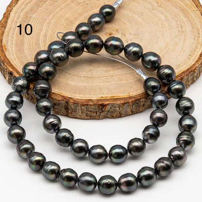 8-9mm Tahitian Pearl in Full Strand, Natural Colors , Temporarily Strung Black Pearls for Jewelry Making, SKU # 3248TH