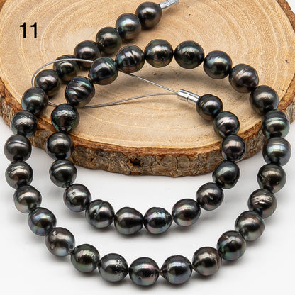 8-9mm Tahitian Pearl in Full Strand, Natural Colors , Temporarily Strung Black Pearls for Jewelry Making, SKU # 3248TH