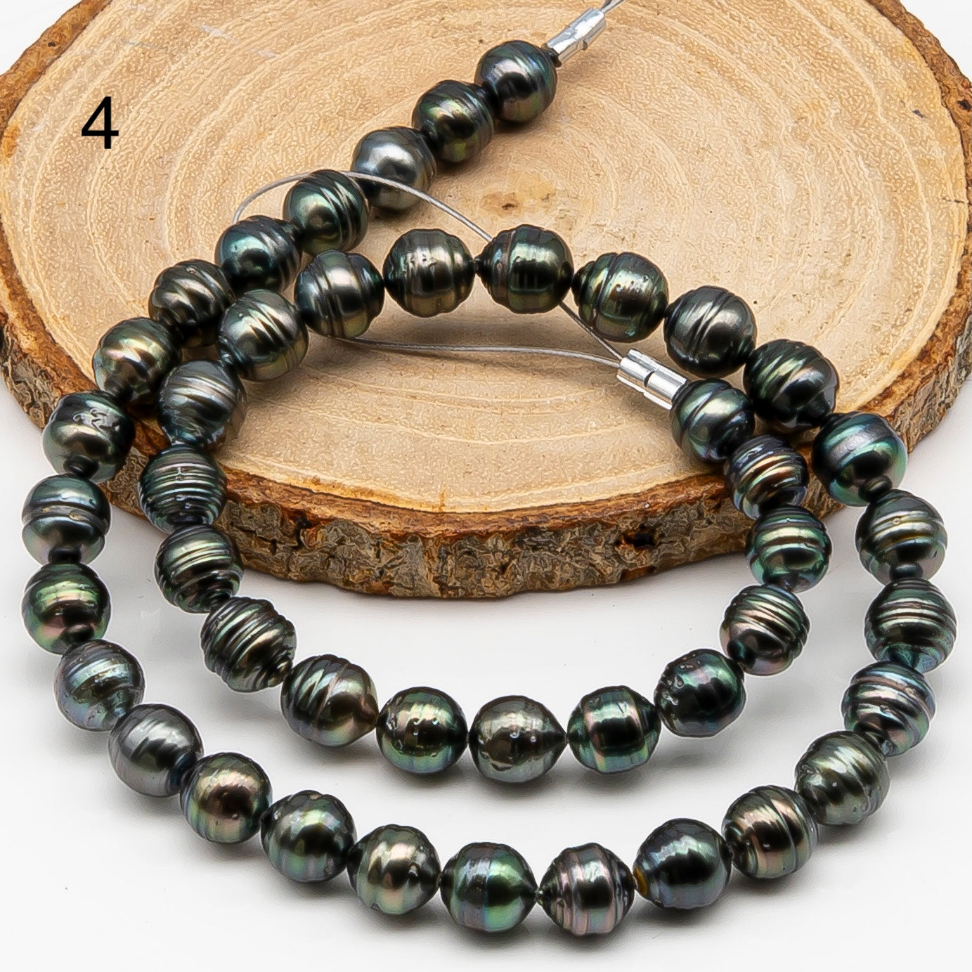 8-9mm Tahitian Pearl in Full Strand, Natural Colors , Temporarily Strung Black Pearls for Jewelry Making, SKU # 3249TH