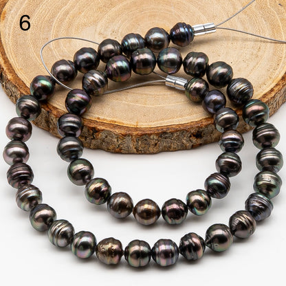 8-9mm Tahitian Pearl in Full Strand, Natural Colors , Temporarily Strung Black Pearls for Jewelry Making, SKU # 3249TH