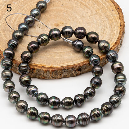 8-9mm Tahitian Pearl in Full Strand, Natural Colors , Temporarily Strung Black Pearls for Jewelry Making, SKU # 3249TH
