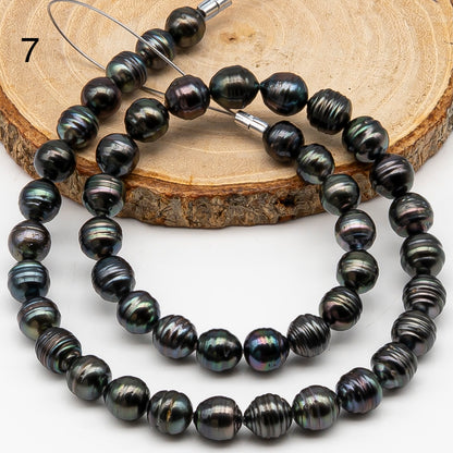 8-9mm Tahitian Pearl in Full Strand, Natural Colors , Temporarily Strung Black Pearls for Jewelry Making, SKU # 3249TH