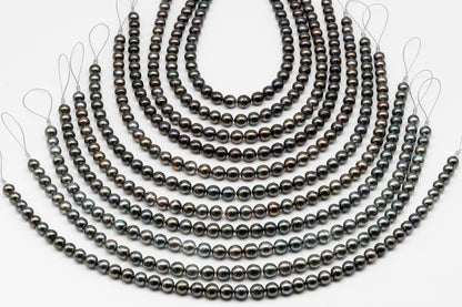 9-10mm Tahitian Pearl in Full Strand, Natural Colors , Temporarily Strung Black Pearls for Jewelry Making, SKU # 3250TH