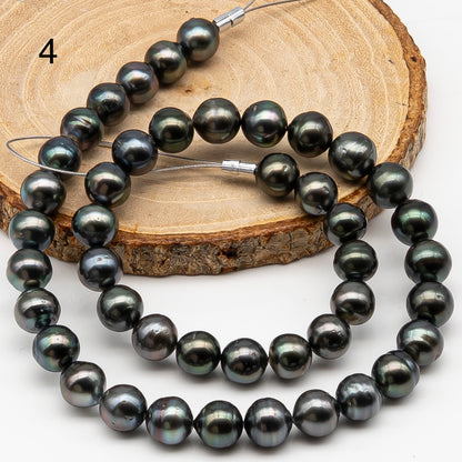 9-10mm Tahitian Pearl in Full Strand, Natural Colors , Temporarily Strung Black Pearls for Jewelry Making, SKU # 3250TH