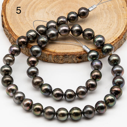 9-10mm Tahitian Pearl in Full Strand, Natural Colors , Temporarily Strung Black Pearls for Jewelry Making, SKU # 3250TH