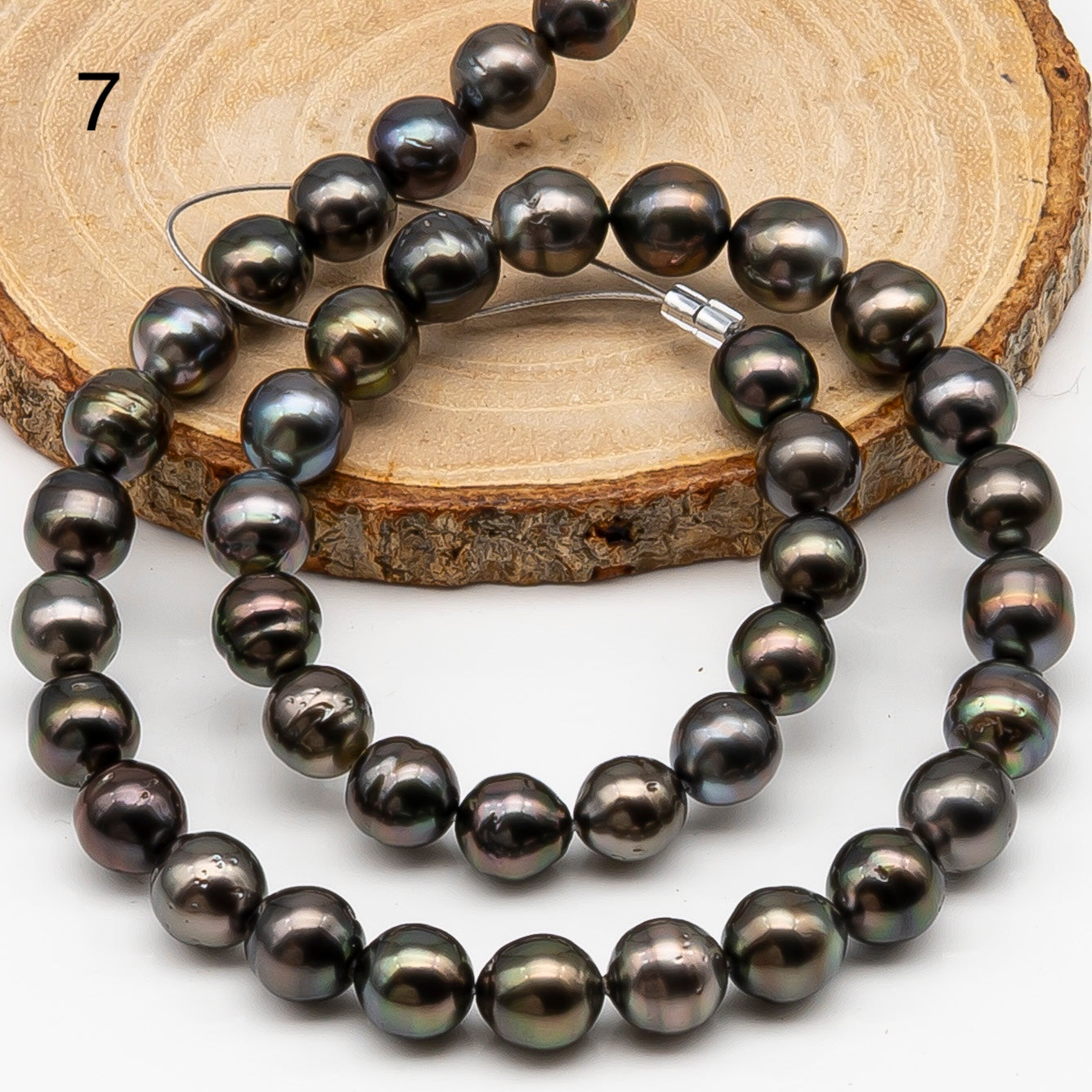 9-10mm Tahitian Pearl in Full Strand, Natural Colors , Temporarily Strung Black Pearls for Jewelry Making, SKU # 3250TH