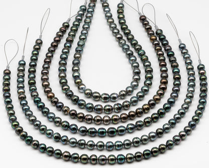 9-10mm Tahitian Pearl in Full Strand, Natural Colors , Temporarily Strung Black Pearls for Jewelry Making, SKU # 3251TH