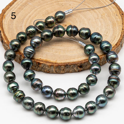 9-10mm Tahitian Pearl in Full Strand, Natural Colors , Temporarily Strung Black Pearls for Jewelry Making, SKU # 3251TH