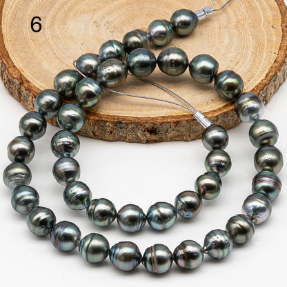 9-10mm Tahitian Pearl in Full Strand, Natural Colors , Temporarily Strung Black Pearls for Jewelry Making, SKU # 3251TH