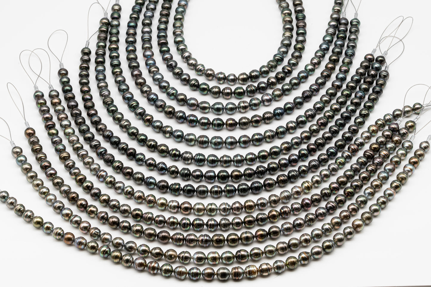 9-10mm Tahitian Pearl in Full Strand, Natural Colors , Temporarily Strung Black Pearls for Jewelry Making, SKU # 3252TH