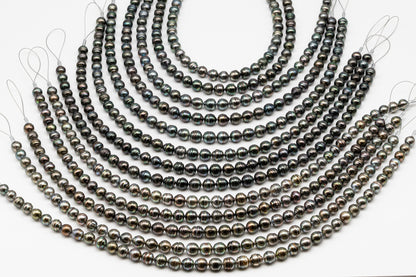 9-10mm Tahitian Pearl in Full Strand, Natural Colors , Temporarily Strung Black Pearls for Jewelry Making, SKU # 3252TH