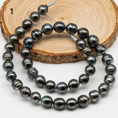 9-10mm Tahitian Pearl in Full Strand, Natural Colors , Temporarily Strung Black Pearls for Jewelry Making, SKU # 3252TH