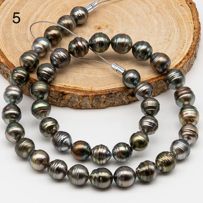 9-10mm Tahitian Pearl in Full Strand, Natural Colors , Temporarily Strung Black Pearls for Jewelry Making, SKU # 3252TH