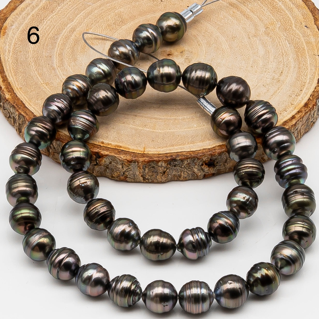 9-10mm Tahitian Pearl in Full Strand, Natural Colors , Temporarily Strung Black Pearls for Jewelry Making, SKU # 3252TH