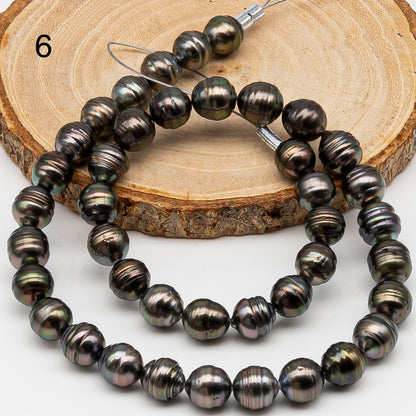 9-10mm Tahitian Pearl in Full Strand, Natural Colors , Temporarily Strung Black Pearls for Jewelry Making, SKU # 3252TH