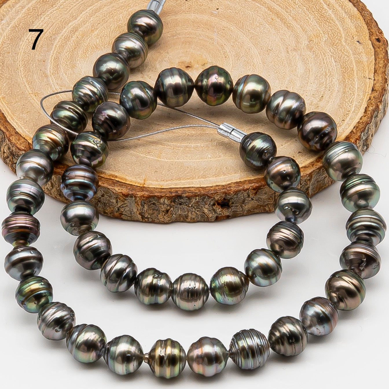9-10mm Tahitian Pearl in Full Strand, Natural Colors , Temporarily Strung Black Pearls for Jewelry Making, SKU # 3252TH