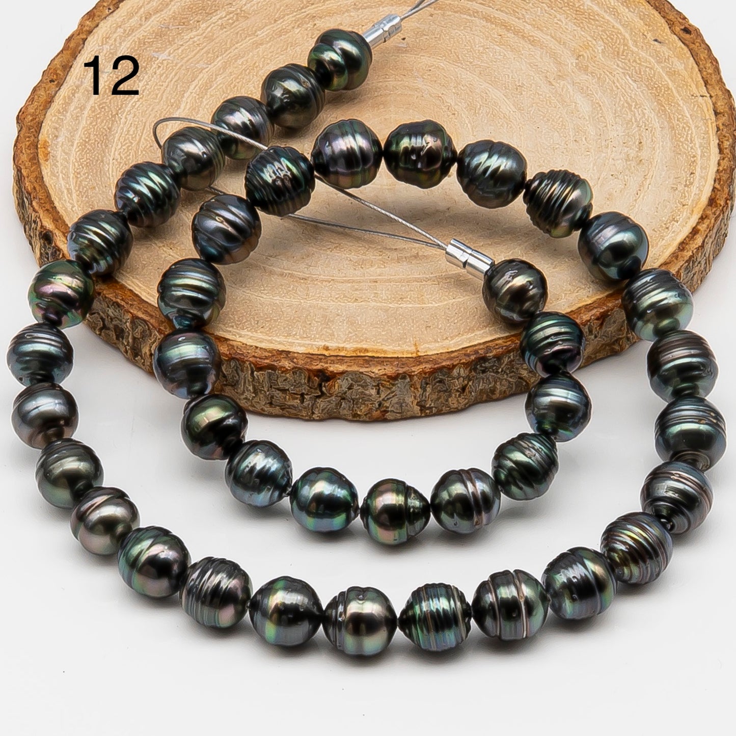 9-10mm Tahitian Pearl in Full Strand, Natural Colors , Temporarily Strung Black Pearls for Jewelry Making, SKU # 3252TH