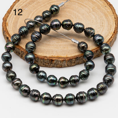 9-10mm Tahitian Pearl in Full Strand, Natural Colors , Temporarily Strung Black Pearls for Jewelry Making, SKU # 3252TH