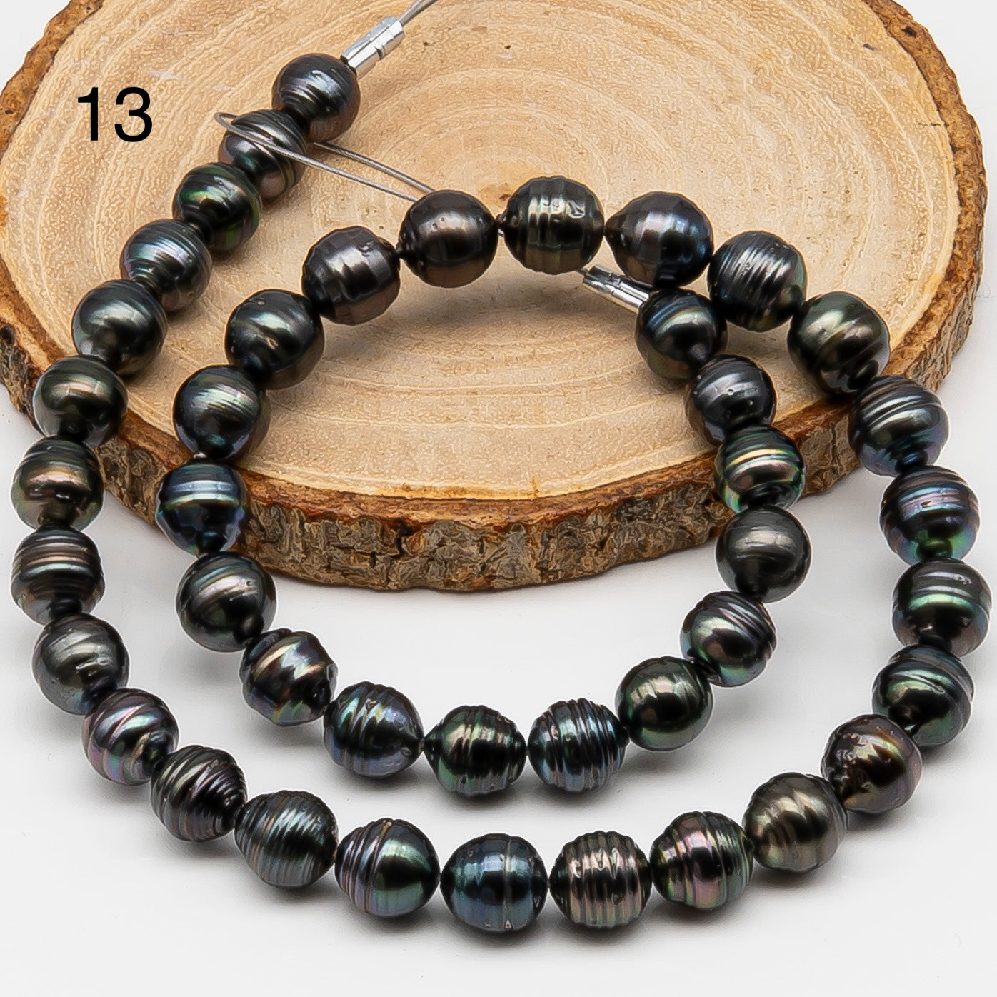9-10mm Tahitian Pearl in Full Strand, Natural Colors , Temporarily Strung Black Pearls for Jewelry Making, SKU # 3252TH