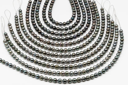 9-10mm Tahitian Pearl in Full Strand, Natural Colors , Temporarily Strung Black Pearls for Jewelry Making, SKU # 3253TH