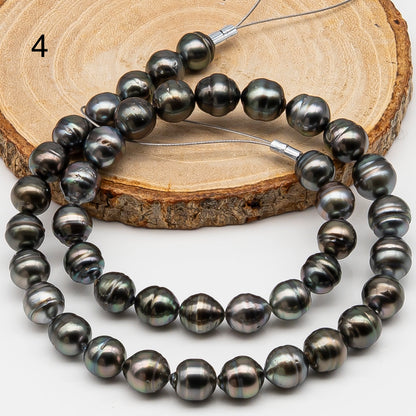9-10mm Tahitian Pearl in Full Strand, Natural Colors , Temporarily Strung Black Pearls for Jewelry Making, SKU # 3253TH