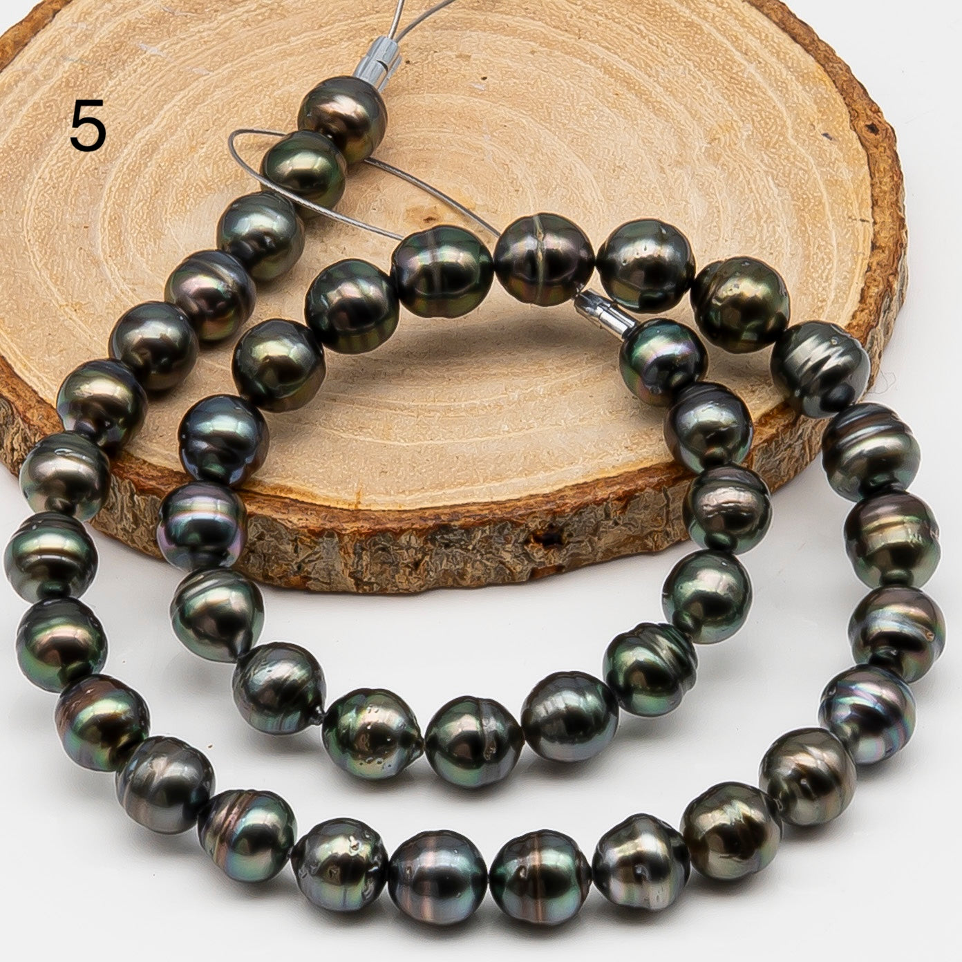 9-10mm Tahitian Pearl in Full Strand, Natural Colors , Temporarily Strung Black Pearls for Jewelry Making, SKU # 3253TH