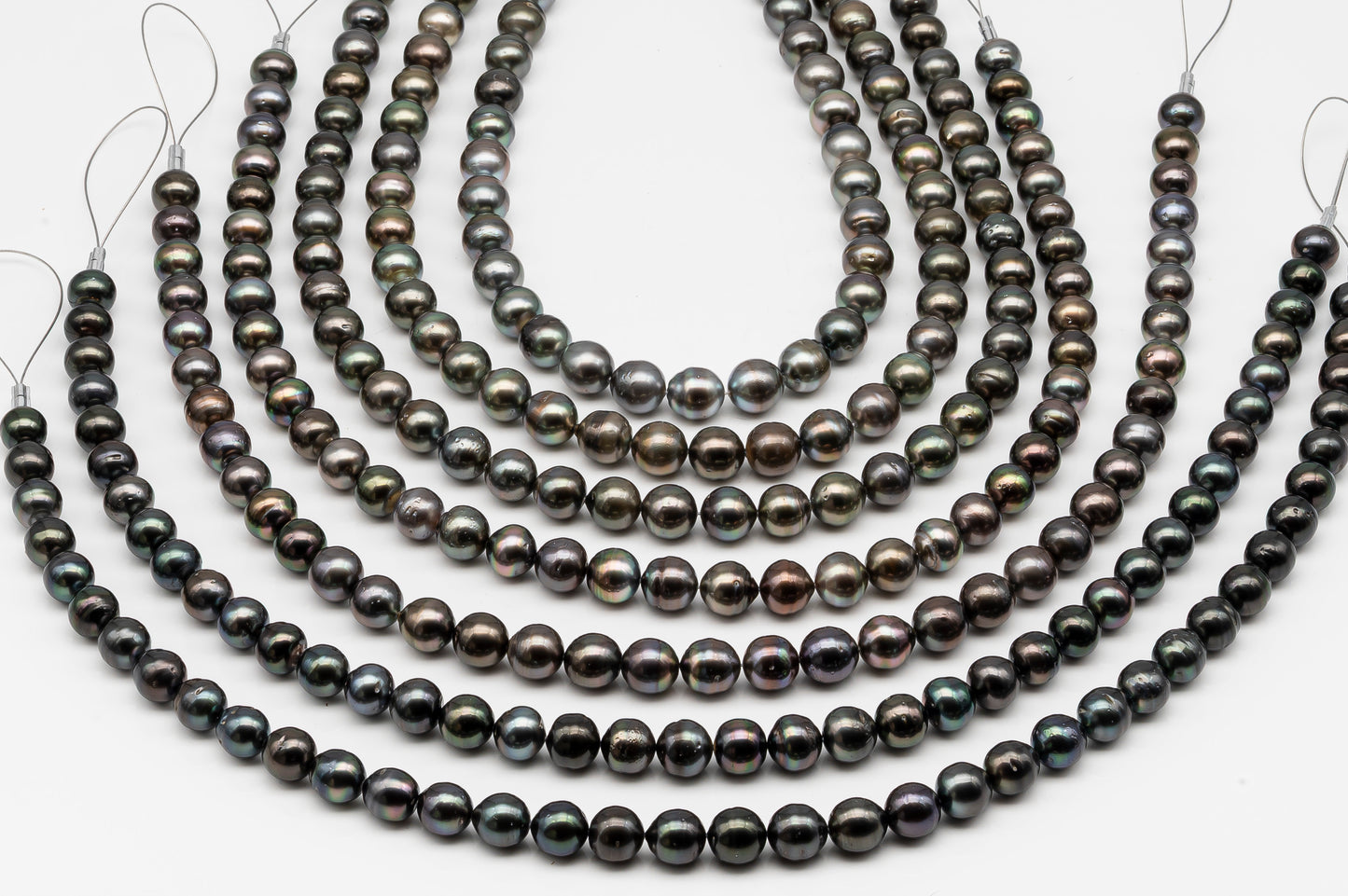 10-11mm Tahitian Pearl in Full Strand, Natural Colors , Temporarily Strung Black Pearls for Jewelry Making, SKU # 3254TH