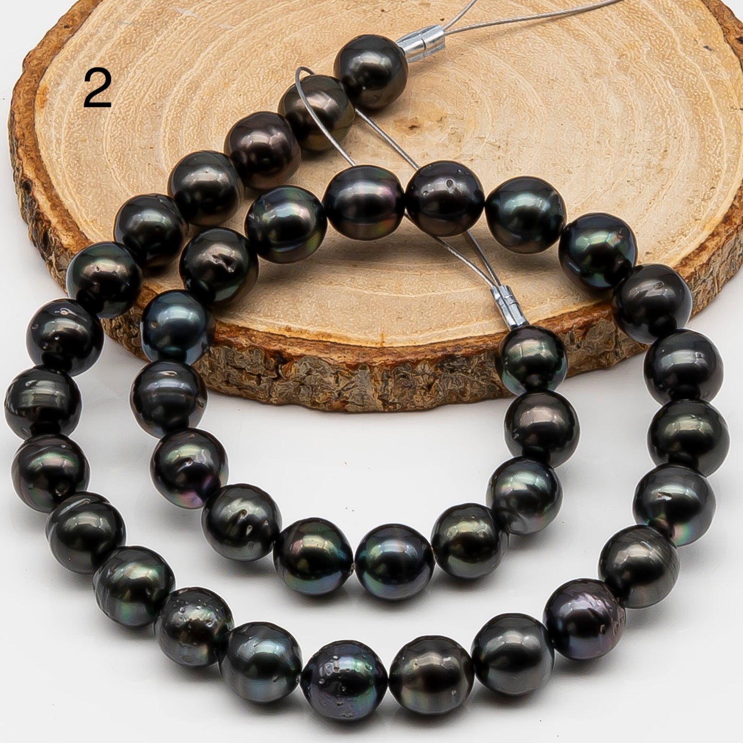 10-11mm Tahitian Pearl in Full Strand, Natural Colors , Temporarily Strung Black Pearls for Jewelry Making, SKU # 3254TH
