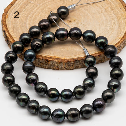 10-11mm Tahitian Pearl in Full Strand, Natural Colors , Temporarily Strung Black Pearls for Jewelry Making, SKU # 3254TH
