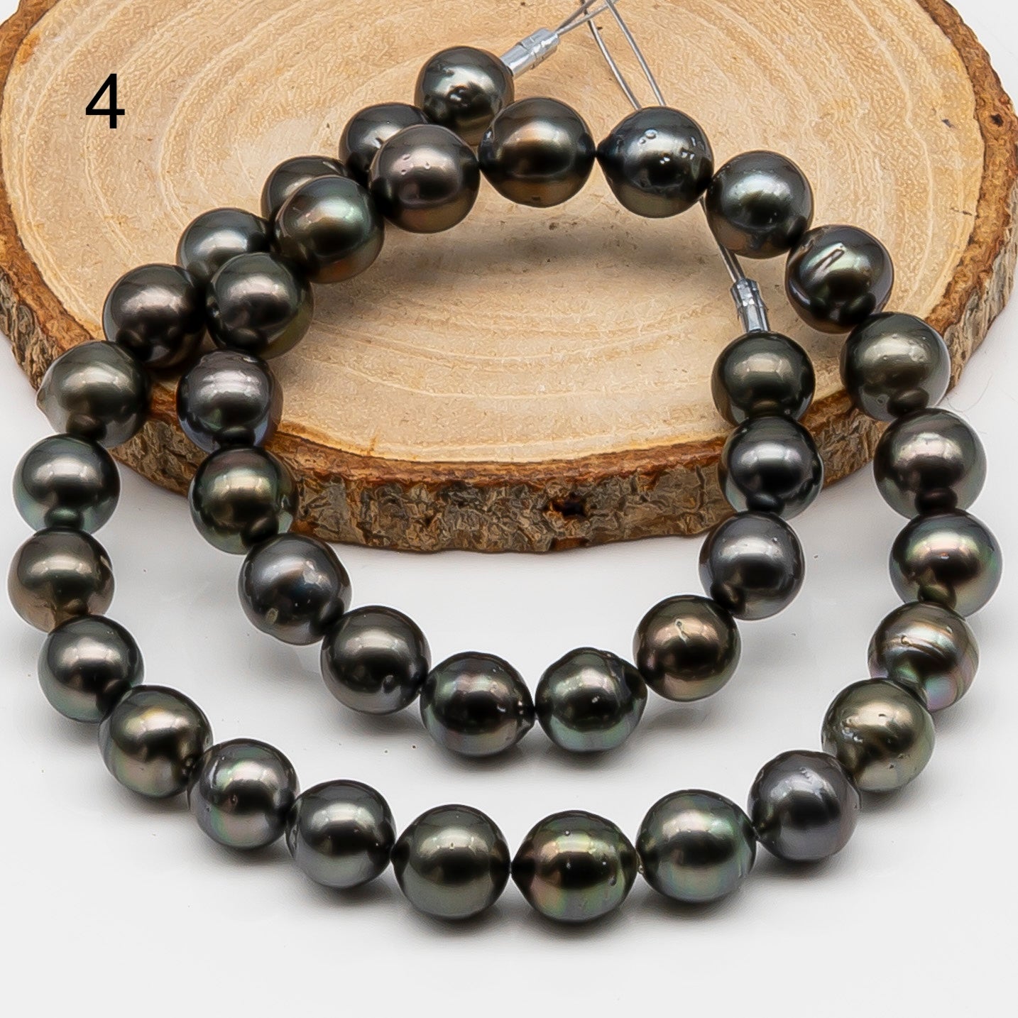 10-11mm Tahitian Pearl in Full Strand, Natural Colors , Temporarily Strung Black Pearls for Jewelry Making, SKU # 3254TH