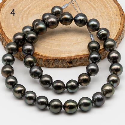 10-11mm Tahitian Pearl in Full Strand, Natural Colors , Temporarily Strung Black Pearls for Jewelry Making, SKU # 3254TH