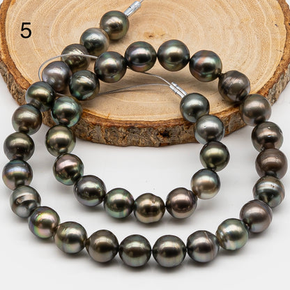 10-11mm Tahitian Pearl in Full Strand, Natural Colors , Temporarily Strung Black Pearls for Jewelry Making, SKU # 3254TH