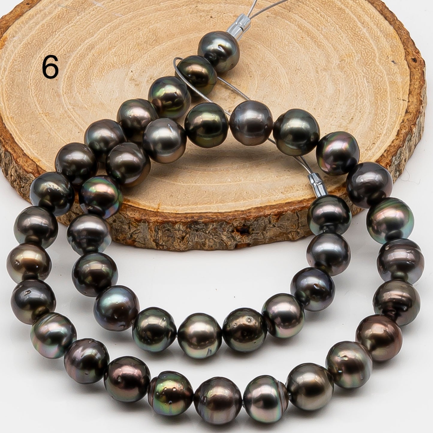 10-11mm Tahitian Pearl in Full Strand, Natural Colors , Temporarily Strung Black Pearls for Jewelry Making, SKU # 3254TH