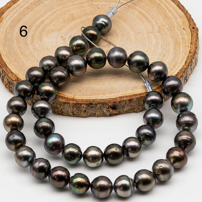 10-11mm Tahitian Pearl in Full Strand, Natural Colors , Temporarily Strung Black Pearls for Jewelry Making, SKU # 3254TH
