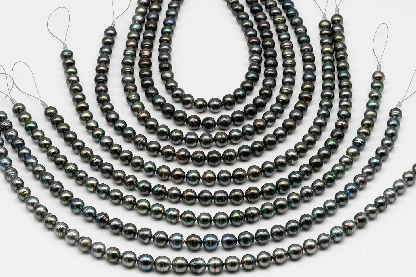 10-11mm Tahitian Pearl in Full Strand, Natural Colors , Temporarily Strung Black Pearls for Jewelry Making, SKU # 3255TH