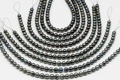 10-11mm Tahitian Pearl in Full Strand, Natural Colors , Temporarily Strung Black Pearls for Jewelry Making, SKU # 3255TH
